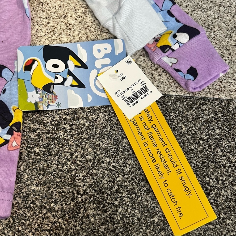 🌸2/$20 NWT Toddler Girl's 4 pcs Bluey Cotton Long Sleeve Pajama Sets Size 18M - Picture 4 of 6